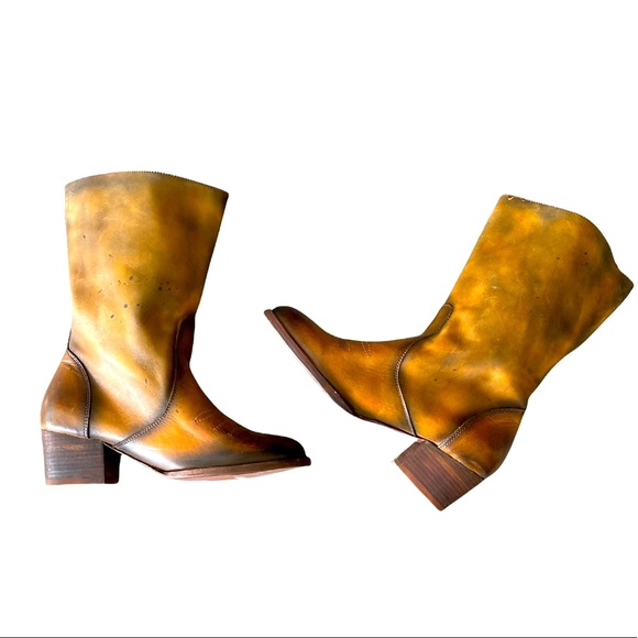 Esquivel brown distressed Leather western w/splatter Jill boots